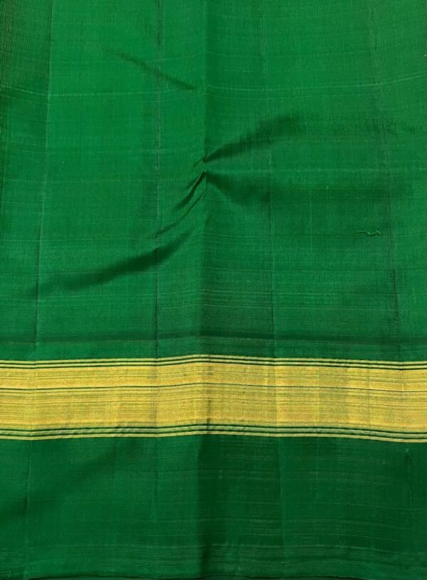 Vintage Kanchipuram Silk Saree In Orange With Green