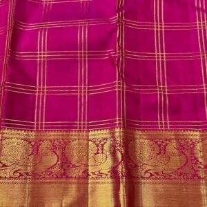 Kanchipuram Silk Saree In Green With Pink