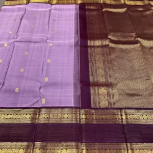 Lavender Kanchipuram Silk Saree With Purple Border