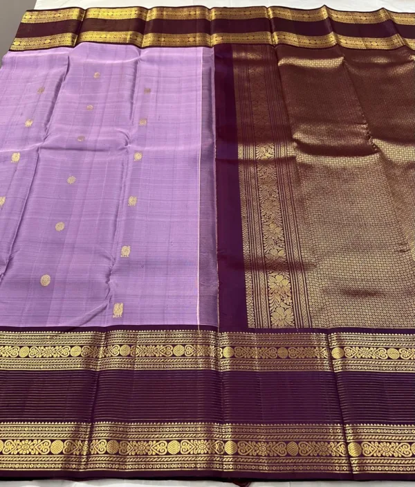 Lavender Kanchipuram Silk Saree With Purple Border