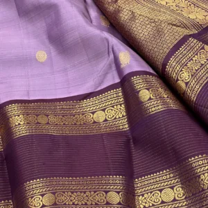 Lavender Kanchipuram Silk Saree With Purple Border
