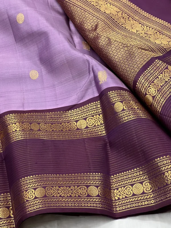 Lavender Kanchipuram Silk Saree With Purple Border