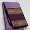 Lavender Kanchipuram Silk Saree With Purple Border