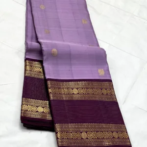 Lavender Kanchipuram Silk Saree With Purple Border