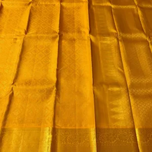 Mango Yellow Kanchipuram silk Saree In Green Edge