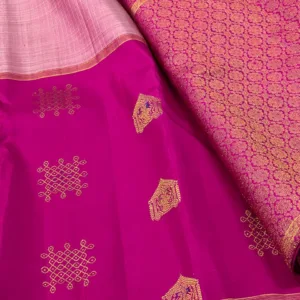 Kanchipuram silk Saree In Baby With Rani Pink