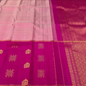 Kanchipuram silk Saree In Baby With Rani Pink