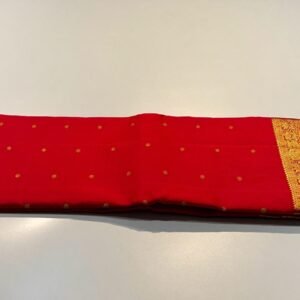 Red Kanjivaram Silk Saree In Small Border
