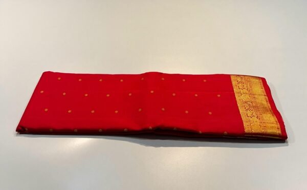 Red Kanjivaram Silk Saree In Small Border