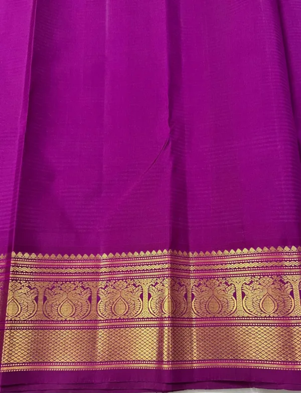 Kanchipuram Silk Saree In Peacock Blue With Dark Pink