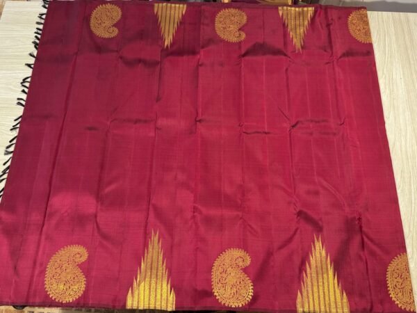 Temple Border Kanchipuram SIlk Saree In Maroon Red