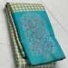 Small Checks Kanchipuram Silk Saree Sky Blue Border