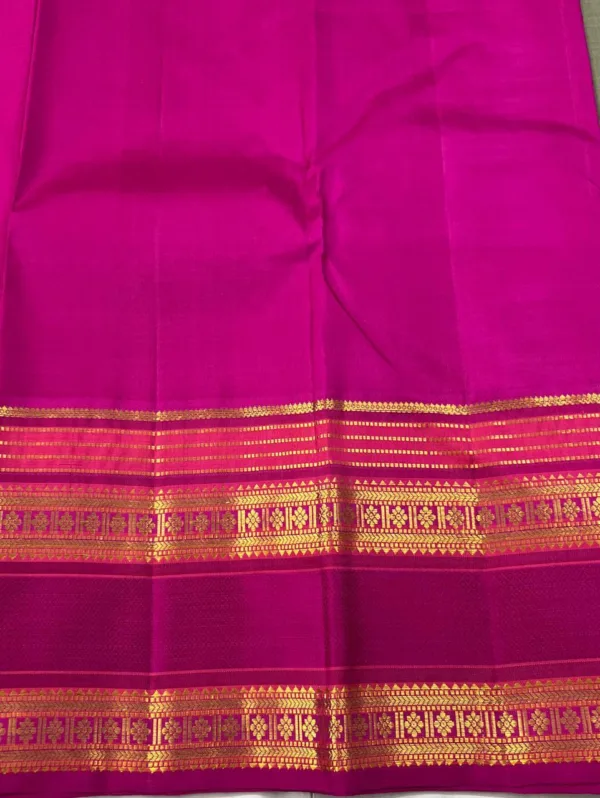 Kanchipuram Silk Saree In Beige With Purple