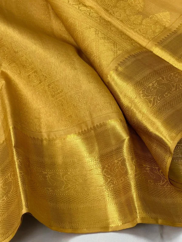 Gold Kanchipuram Silk Saree For Wedding