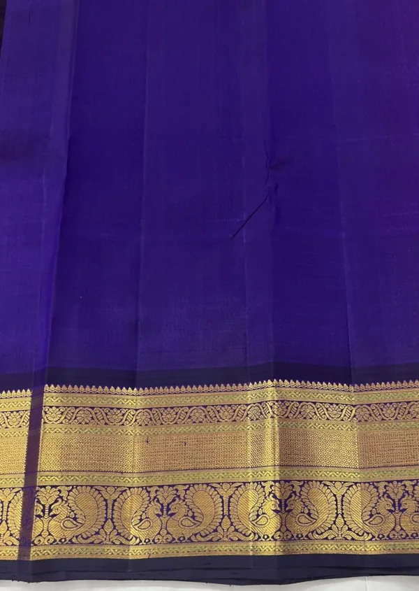 Red Kanchipuram Silk Saree With Blue Border