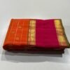 Retta Patta Border Kanjivaram Silk Saree In Orange With Red