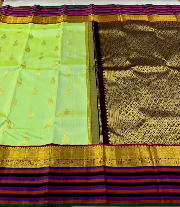 Designer Border Kanchipuram Silk Saree In Neon Green