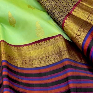Designer Border Kanchipuram Silk Saree In Neon Green