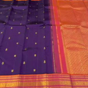 Kanchipuram Silk Saree In Purple With Orange