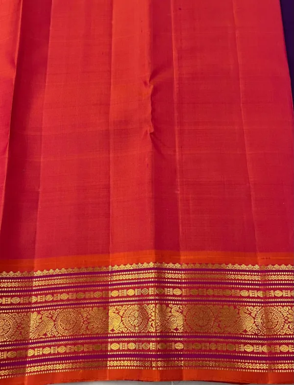 Kanchipuram Silk Saree In Purple With Orange