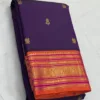 Kanchipuram Silk Saree In Purple With Orange