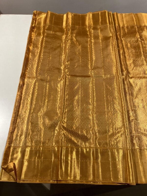Golden Kanchipuram Silk Saree For Wedding