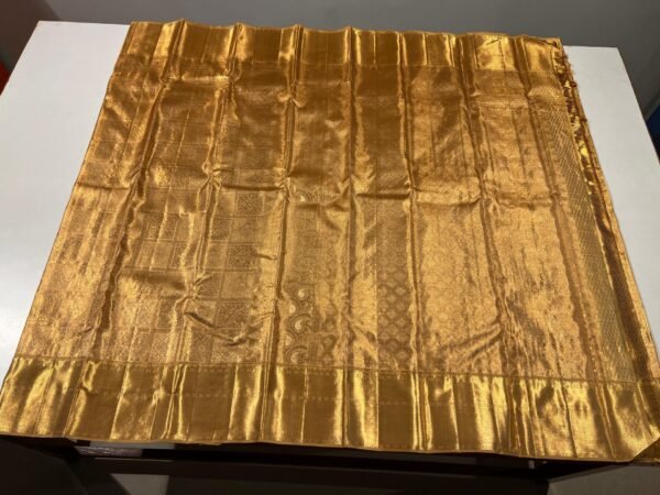 Golden Kanchipuram Silk Saree For Wedding