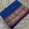 Kanchi Cotton Sarees In Teal Blue With Purple
