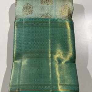 Kanchipuram Silk Saree In Sea Green With Gold Zari