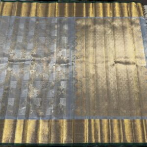 Wedding Kanjivaram Silk Saree In Silver With Gold Border