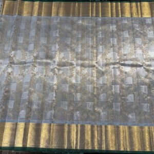 Wedding Kanjivaram Silk Saree In Silver With Gold Border