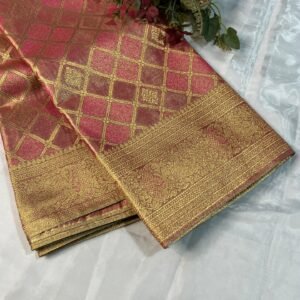 Party Wear Tissue Silk Saree In Pink