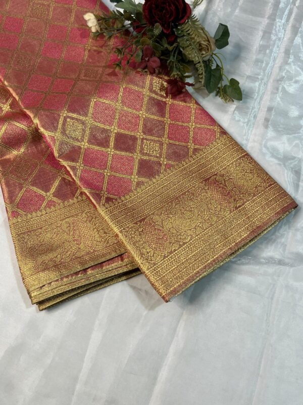 Party Wear Tissue Silk Saree In Pink