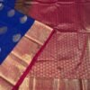 Semi Kanchipuram Silk Saree In Blue With Pink
