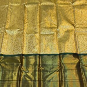 Big Border Kanchipuram Silk Saree Gold With Green