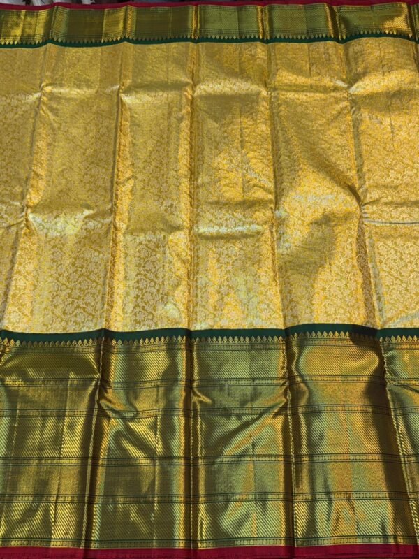 Big Border Kanchipuram Silk Saree Gold With Green
