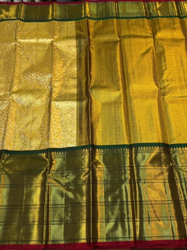 Big Border Kanchipuram Silk Saree Gold With Green