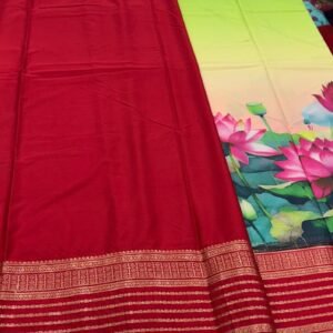 Semi Mysore Crape Silk In Lotus Print