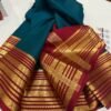 Pure Crepe Mysore Silk Sarees In Tea Blue With Red