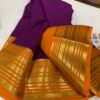 Pure Crepe Mysore Silk Sarees In Purple With Orange