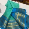 Pure Crepe Mysore Silk Sarees In Sea Blue With Light Blue