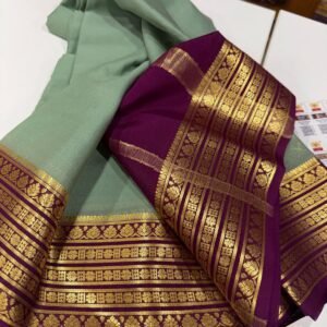 Pure Crepe Mysore Silk Sarees In Beige With Maroon