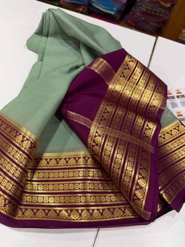 Pure Crepe Mysore Silk Sarees In Beige With Maroon