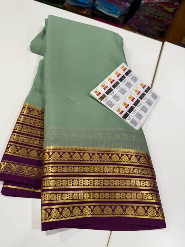 Pure Crepe Mysore Silk Sarees In Beige With Maroon