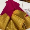 Pure Crepe Mysore Silk Sarees In Red With Yellow