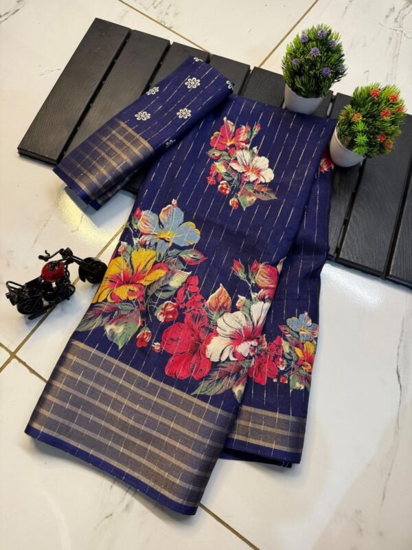 Dola Silk Saree Recco jari in Blue