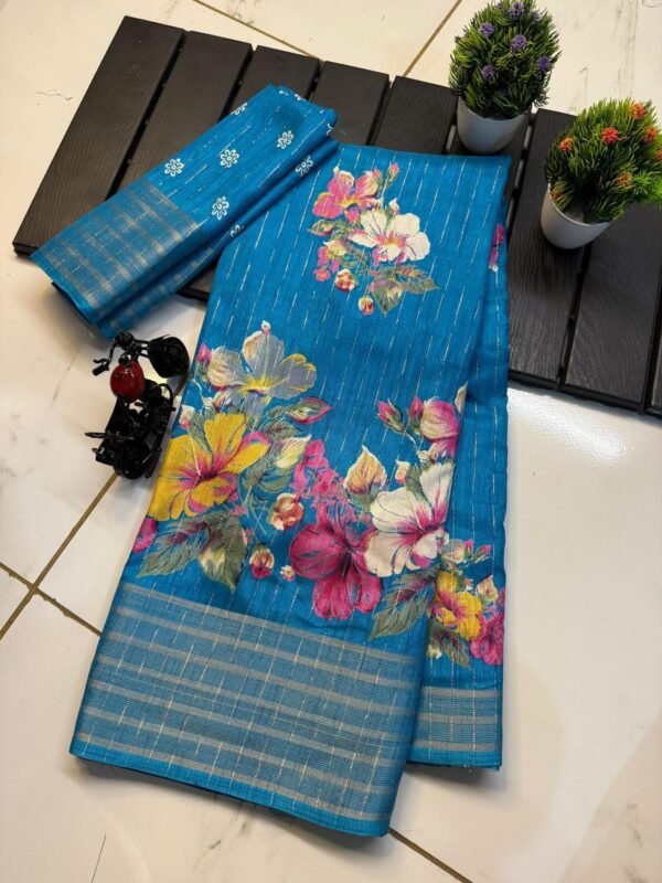 Dola Silk Saree Recco jari in Light Blue
