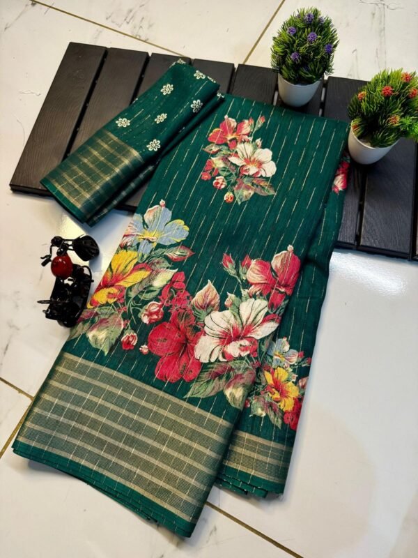 Dola Silk Saree Recco jari in Green