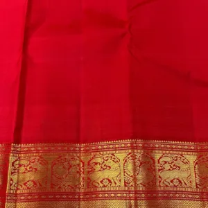 Checks Kanchipuram Silk Saree In Black & White With Red Border