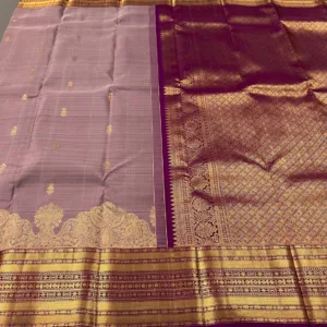 Dark Onion Pink Kanchipuam Silk Saree With Purple